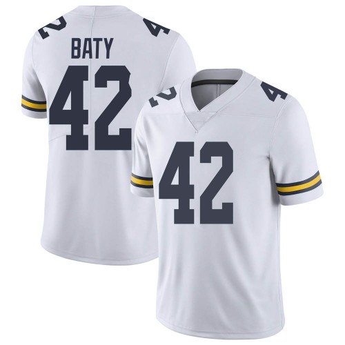 John Baty Michigan Wolverines Youth NCAA #42 White Limited Brand Jordan College Stitched Football Jersey RMR1454ET